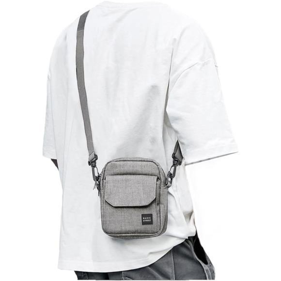 Small Crossbody Bag Side Shoulder Bag For Men, Women Mini Messenger Bag Grey